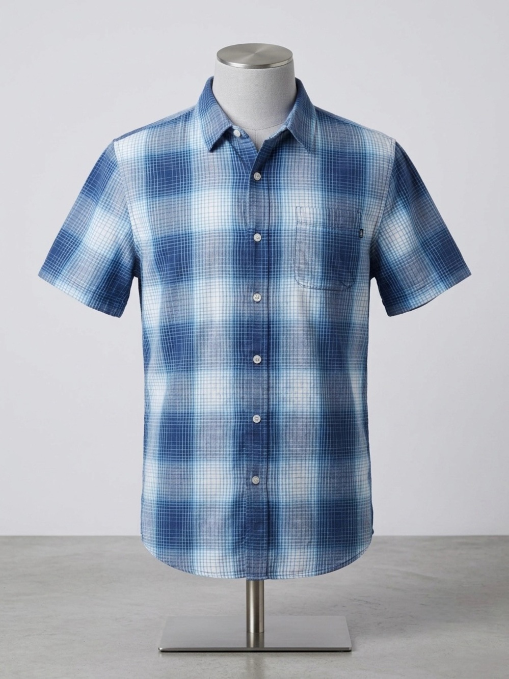 OBEY Worldwide Blue Plaid Short Sleeve Button Down Shirt - Size M